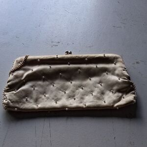 Elegant Cream Clutch with Pearl Accents Made In Japan Vintage